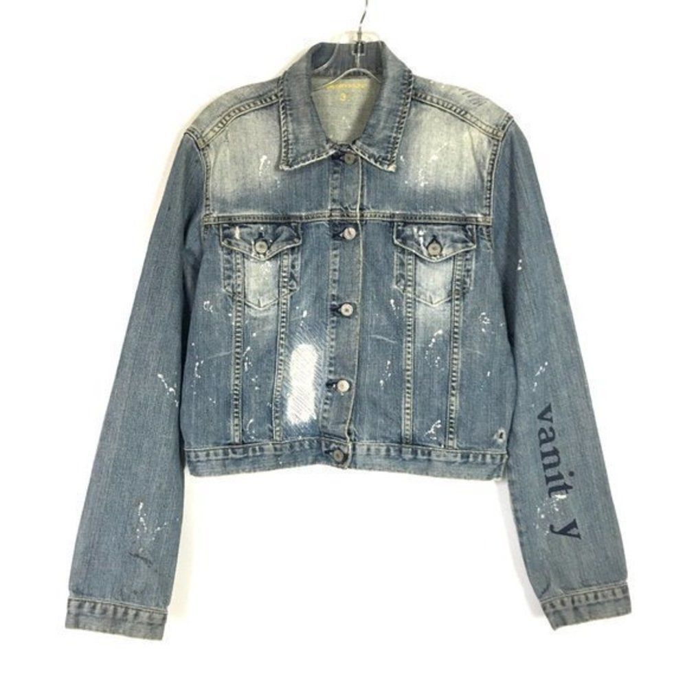 Paper Denim & Cloth X Faile Jean Jacket Women’s Size 3 Distressed Cotton